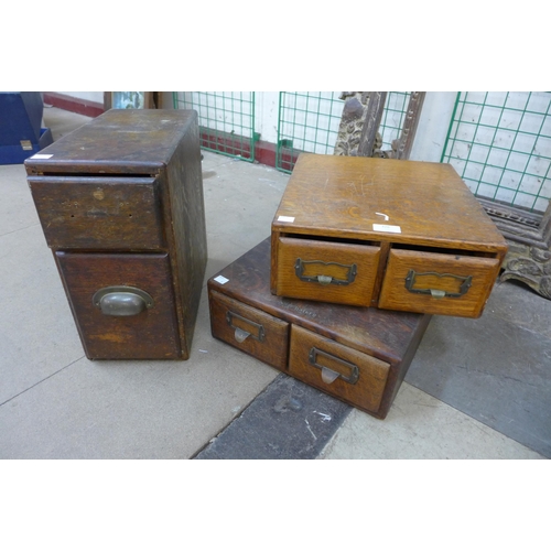 326 - Three early 20th Century oak table top index drawer chests