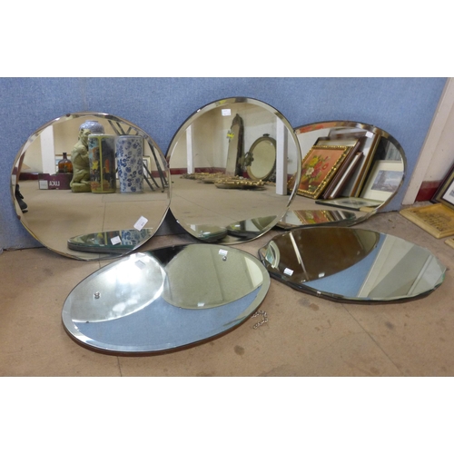 328 - Five bevelled edged mirrors