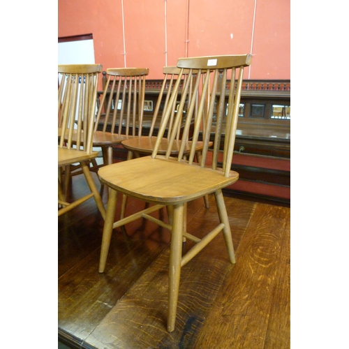 54 - A set of eight beech kitchen chairs