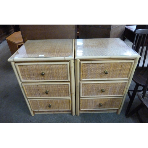 66 - A pair of bamboo and rattan chests of drawers