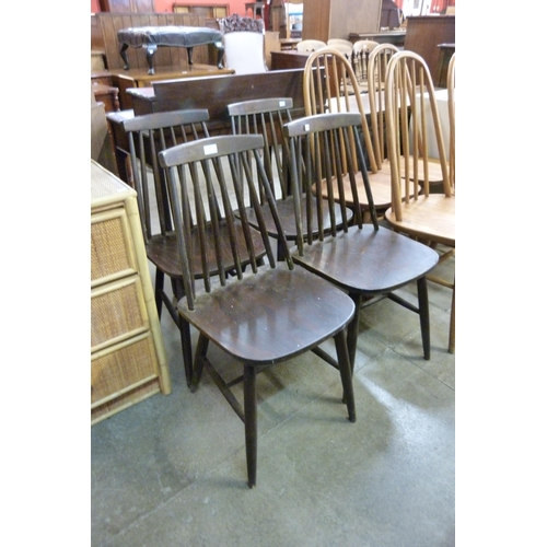 67 - A set of four beech kitchen chairs