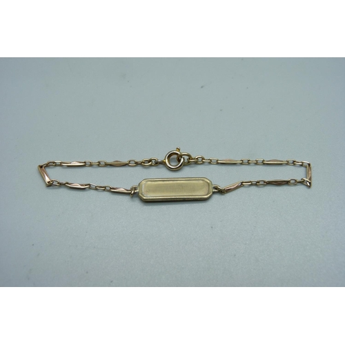 1020 - A 9ct gold ID bracelet, 3.3g