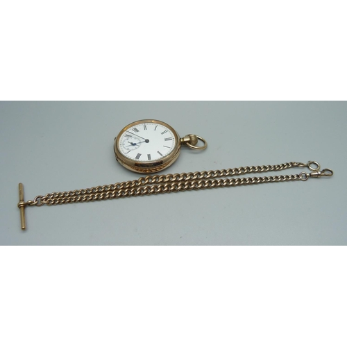 1022 - A plated double Albert watch chain and pocket watch