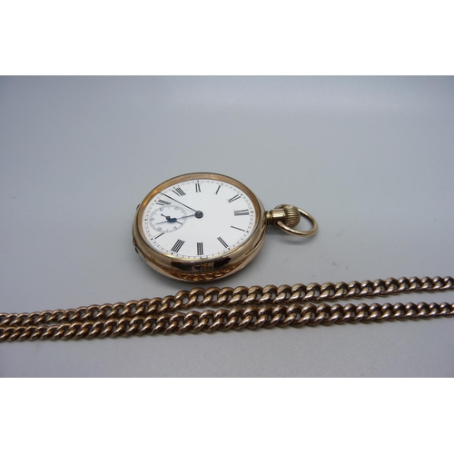 1022 - A plated double Albert watch chain and pocket watch