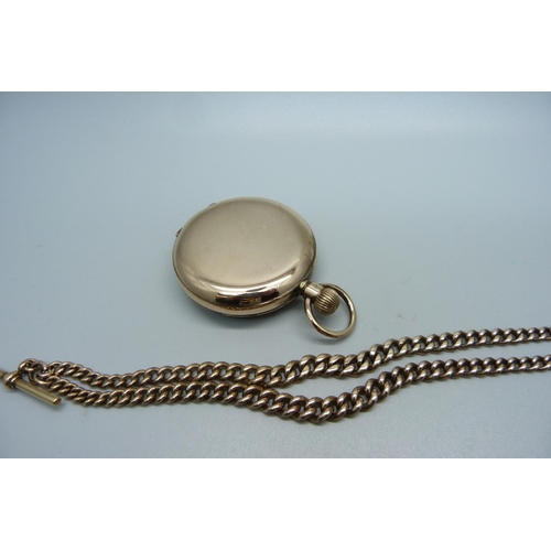 1022 - A plated double Albert watch chain and pocket watch