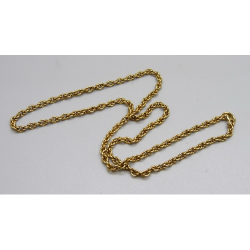 1055 - A yellow metal necklace, 20.6g, 46cm, continental control marks