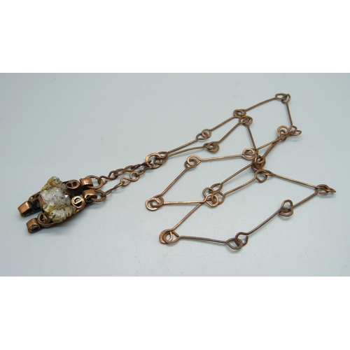 1163 - A 'Gorski' signed copper and stone pendant