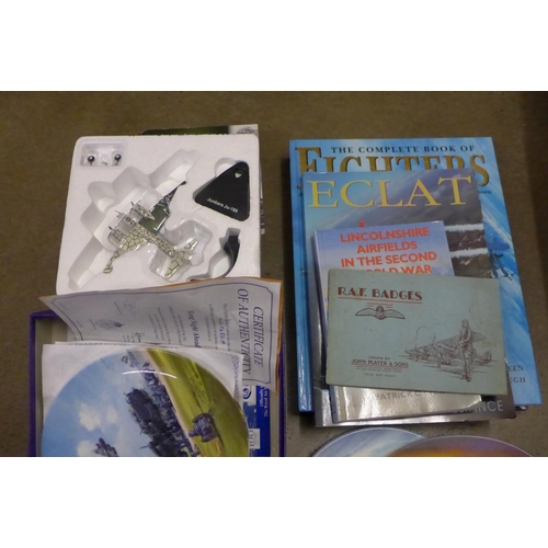 1174 - RAF and aircraft collectors plates, books and an Atlas Editions model aircraft **PLEASE NOTE THIS LO... 