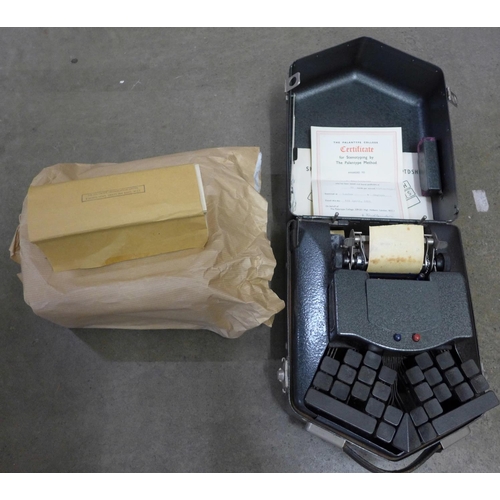 1175 - A 1961 Stenography machine, with certificate and papers **PLEASE NOTE THIS LOT IS NOT ELIGIBLE FOR P... 