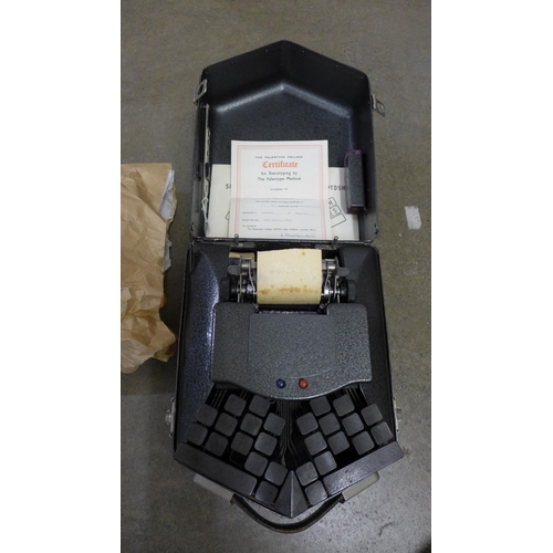 1175 - A 1961 Stenography machine, with certificate and papers **PLEASE NOTE THIS LOT IS NOT ELIGIBLE FOR P... 