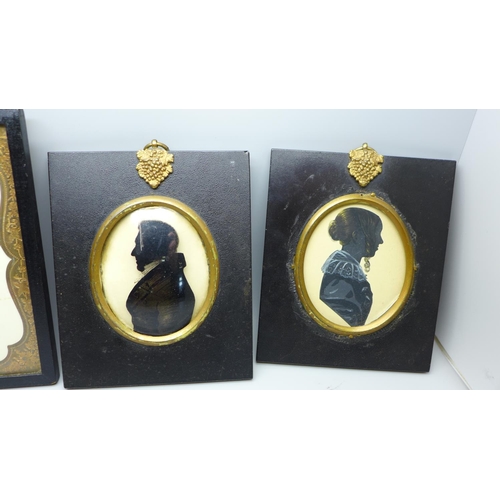 613 - Four Victorian silhouettes, three in ebonised frames