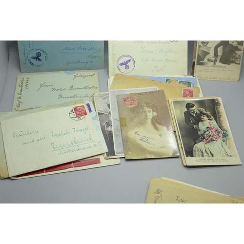 627 - Seventeen WWII German letters and thirty-three postcards (mainly French early 1900's)