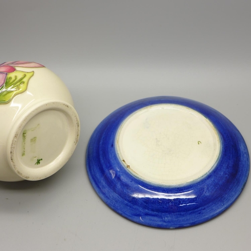 628 - Two pieces of Moorcroft; pin dish and vase