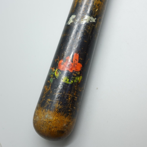 635 - A Victorian painted truncheon, stamped Field, 233 Holborn, with original strap