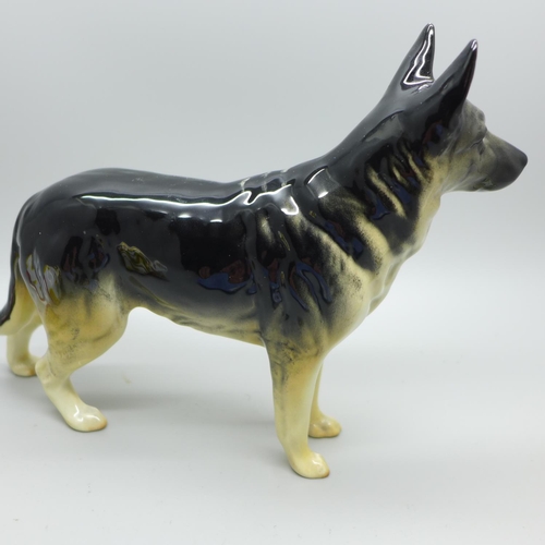 659 - A Beswick German Shepherd Ch. Ulrica of Brittas, Wedgwood Jasperware dish and pot and a candle snuff