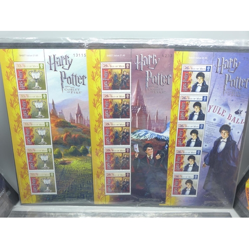 663 - Harry Potter mint stamp sheets, face value £27.20