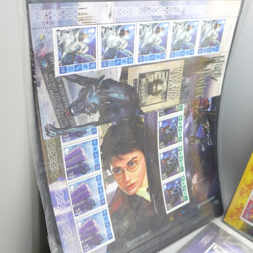 663 - Harry Potter mint stamp sheets, face value £27.20