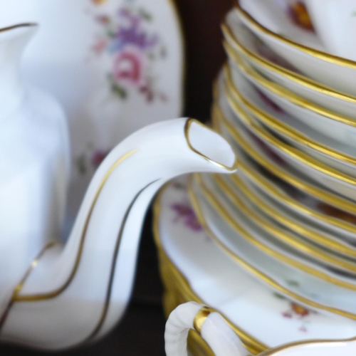 670 - A Royal Crown Derby Derby Posies tea set, ten setting lacking one tea plate