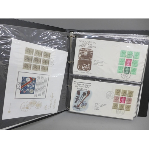 709 - Stamps:- album of GB first day covers for booklet panes and definitives, including high values, (59)
