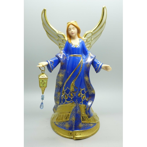 718 - A Bradford Editions Heirloom Porcelain Angel of Light Heaven's Radiant Glory musical figure
