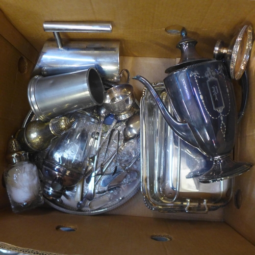 743 - A box of mixed silver plate