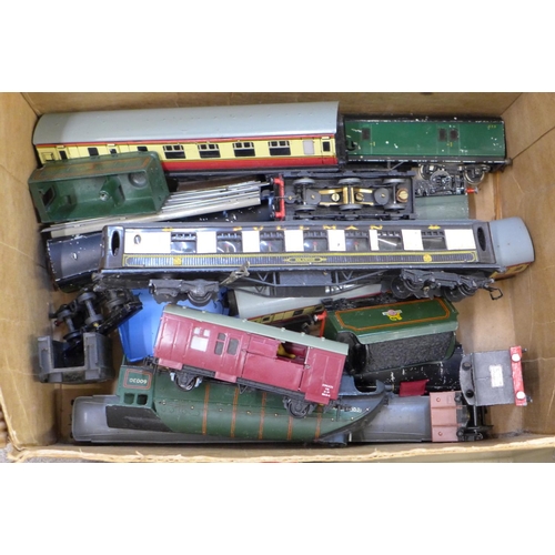 752 - A collection of model rail, carriages, wagons, signals, etc., some for spares