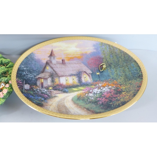 794 - A Franklin Mint A Song of Grace musical plate and one other plate, Cottage Garden plate