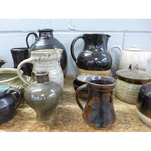 822 - A collection of St. Ives and other Cornish studio pottery, bowls, jugs, vases, etc. (18)