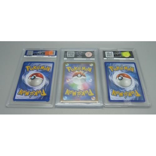 855 - Three graded Pokemon cards, Blastoise and Venasaur