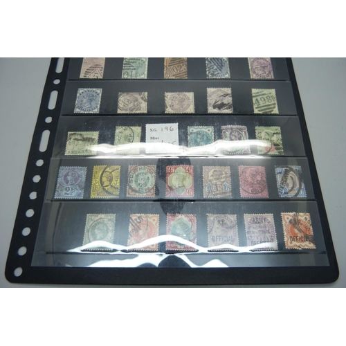 860 - Stamps:- stocksheet of Queen Victoria GB stamps