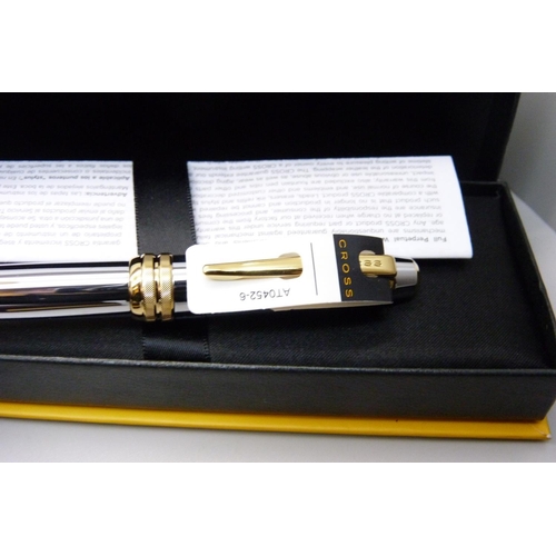 881 - A Sheaffer ink pen with 14k gold nib and ballpoint pen set, boxed and two Cross ballpoint pens, both... 