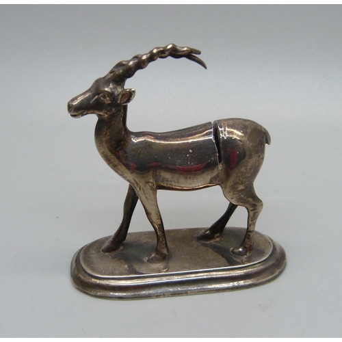 889 - An Ibex menu holder, in 925 silver