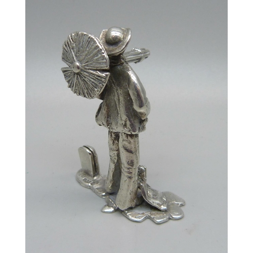 891 - A novelty silver chimney sweep menu holder, London marks