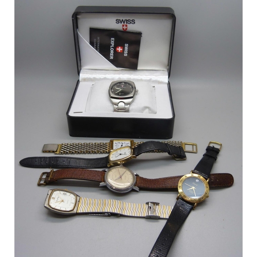 906 - Six wristwatches including a vintage Timex