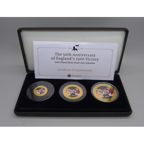 913 - A gold plated silver proof coin collection, 50th Anniversary of 1966 World Cup