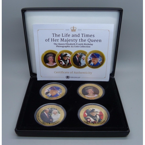 914 - A Queen Elizabeth II 90th Birthday gold plated coin collection