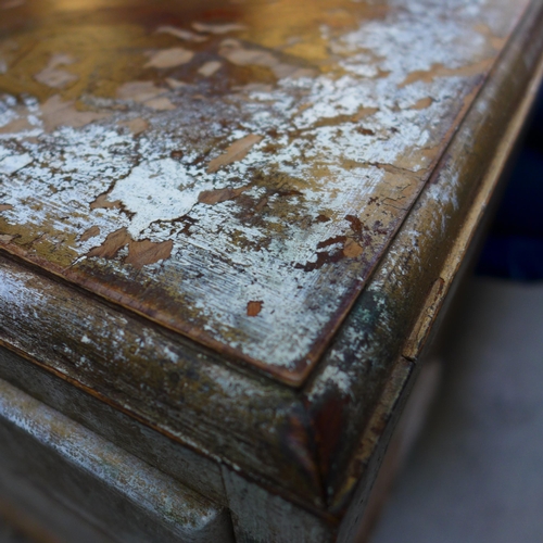 1540 - A black painted two drawer bombe chest and single drawer, single door chest