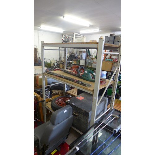 2412 - Three shelf metal-wood garage racking unit