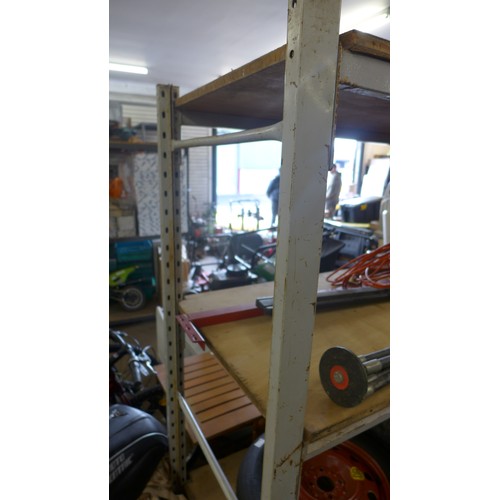 2412 - Three shelf metal-wood garage racking unit