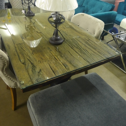 1371 - An Orissa 180cm glass top dining table with a set of four Arlo chairs