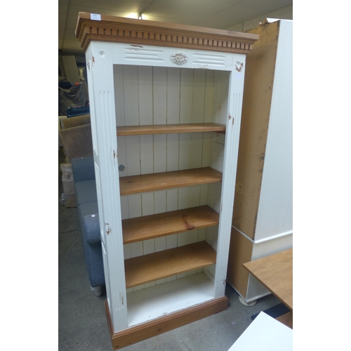 1601 - A white painted rustic pine bookcase