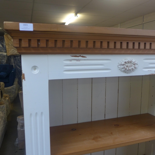 1601 - A white painted rustic pine bookcase