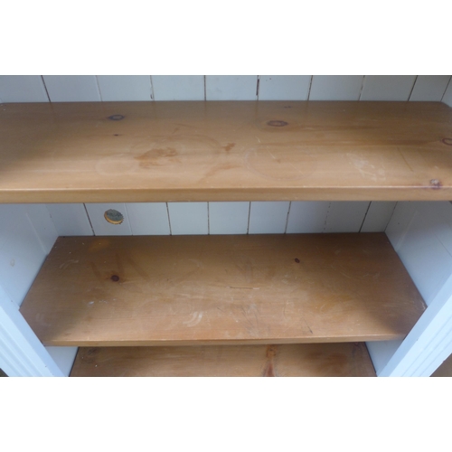 1601 - A white painted rustic pine bookcase