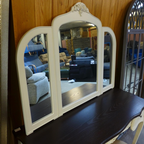 1520 - A dressing table with contrast top, mirror and stool