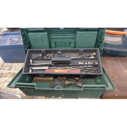 2165 - a tool box containing a mixed lot of engineering tools, a tool box containing chisels, hammers and f... 