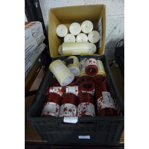 2240 - Approx 36 mixed fragrance/scented pillar candles