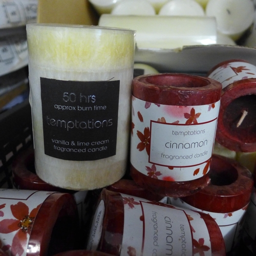 2240 - Approx 36 mixed fragrance/scented pillar candles