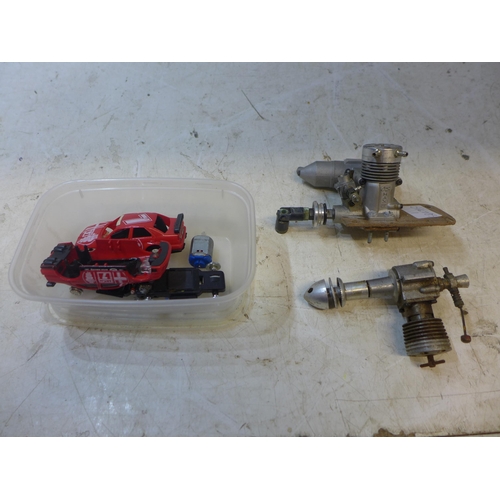 2275 - 2 Modeller's engines and 2 Scalextric chassis and bodies