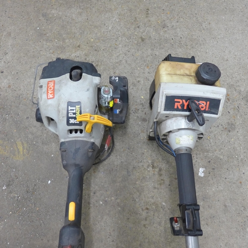 2398 - Two Ryobi petrol-driven strimmers: PLT3043YE and 1 other