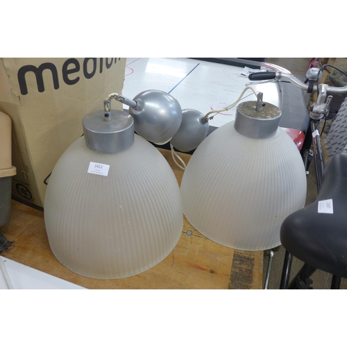 2422 - 2 Large glass pendant ceiling lights